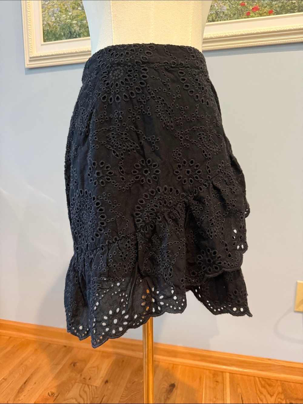 Black Eyelet Tiered Skirt - Women's Circle & Skater
